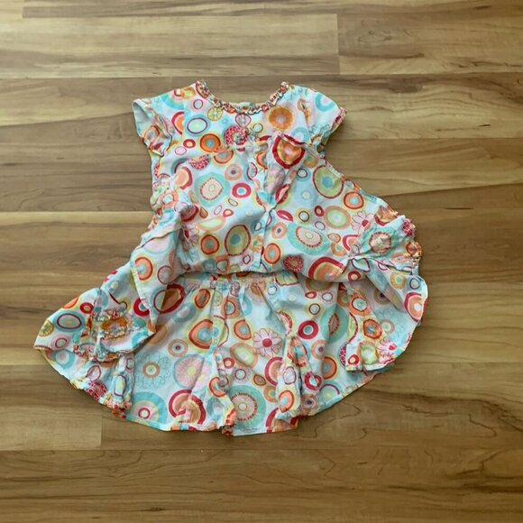 Deux Par Deux Girls Floral Geometric Dress Size 6 Short Sleeve Cotton - Picture 7 of 10